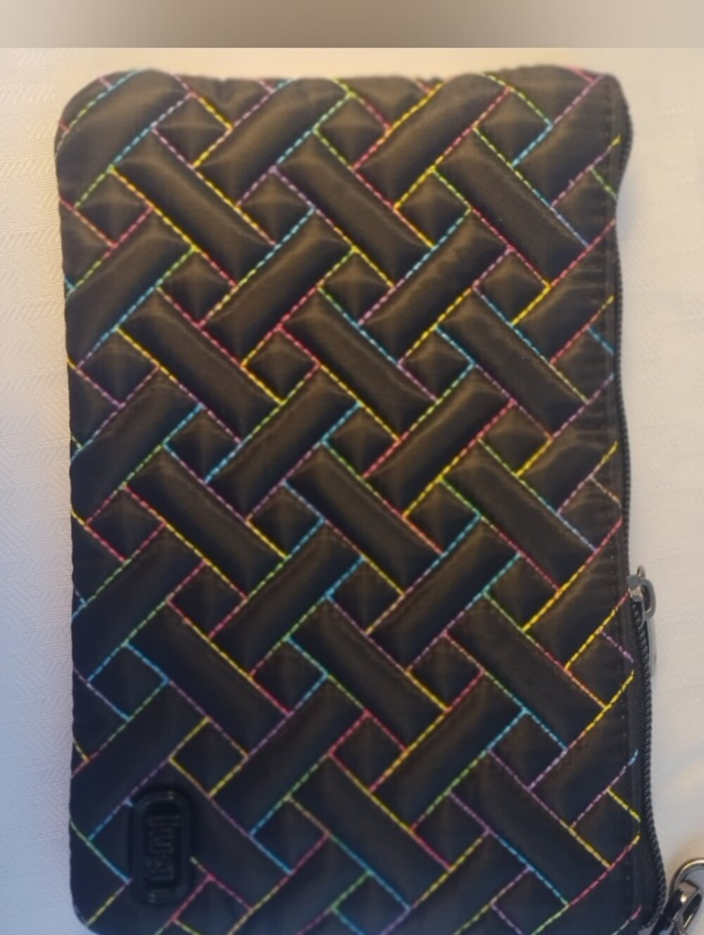NWT LUG PEEKABOO CROSSBODY BAG Black With Rainbow Stitching